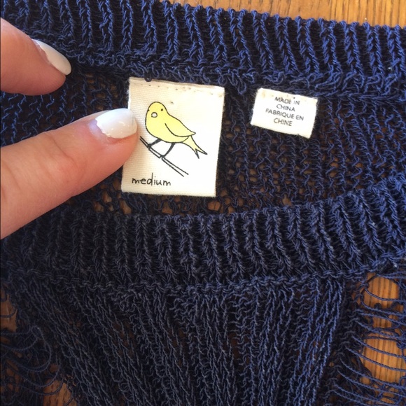 Anthro women's crochet navy sweater - Picture 2 of 3